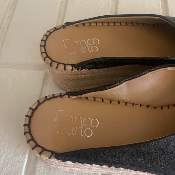 Franco Sarto Women's Black Leather Wedge Sandals Shoes 9 - Picture 7 of 8